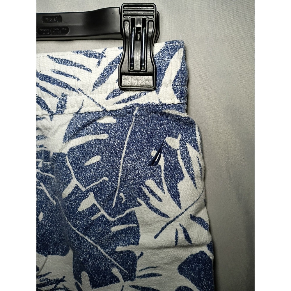 Nautica Womens Shorts S Blue Floral Linen Blend Drawstring Flat Front Casual - Picture 6 of 9